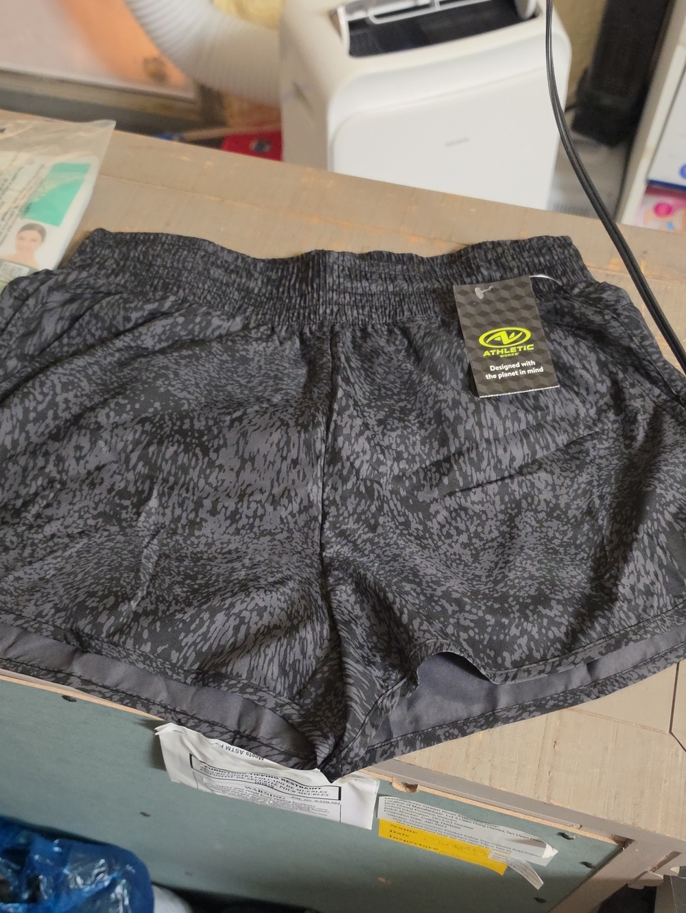 5 For $25 Nwt Athletic Works Black Patterned Athletic Shorts